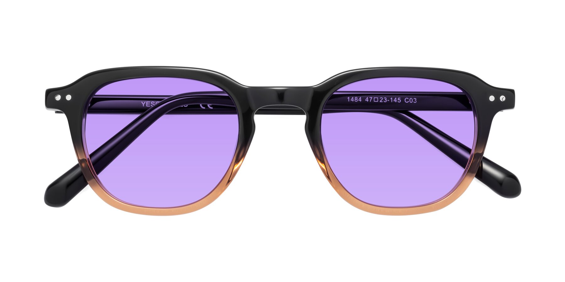 Folded Front of 1484 in Gradient Brown with Medium Purple Tinted Lenses