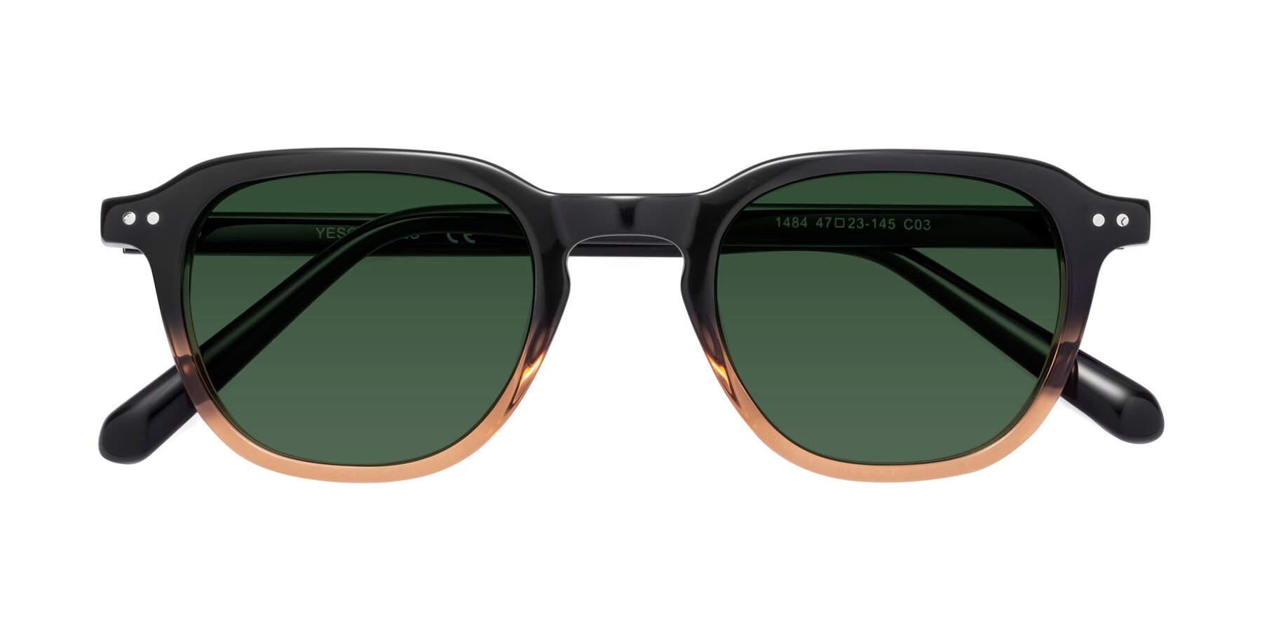 Folded Front of 1484 in Gradient Brown with Green Tinted Lenses