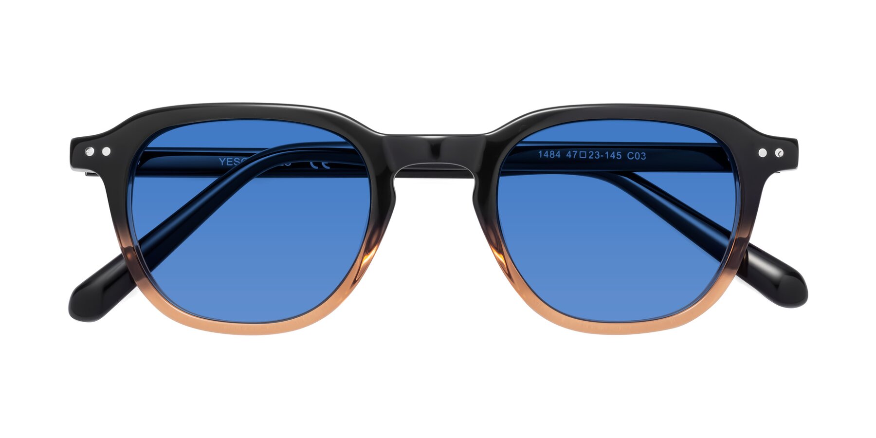 Folded Front of 1484 in Gradient Brown with Blue Tinted Lenses
