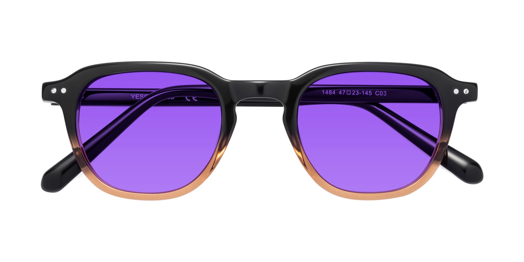 Folded Front of 1484 in Gradient Brown with Purple Tinted Lenses