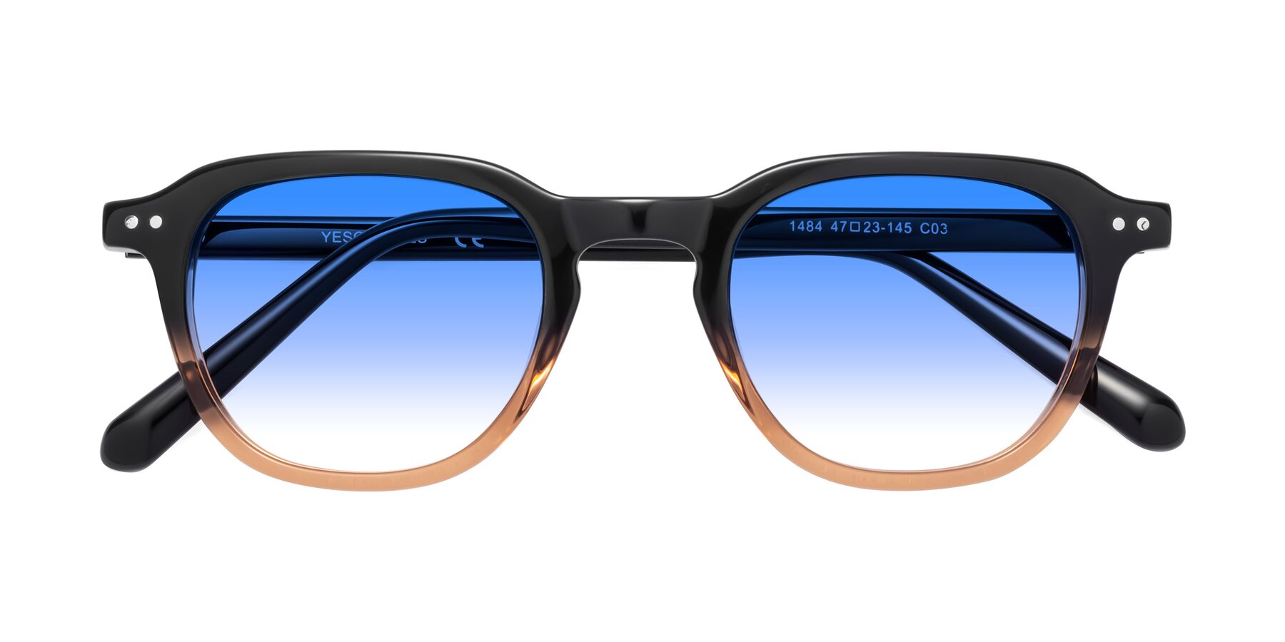 Folded Front of 1484 in Gradient Brown with Blue Gradient Lenses