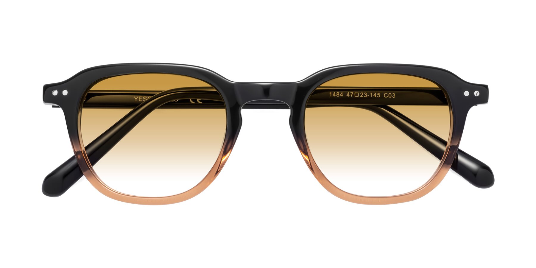Folded Front of 1484 in Gradient Brown with Champagne Gradient Lenses