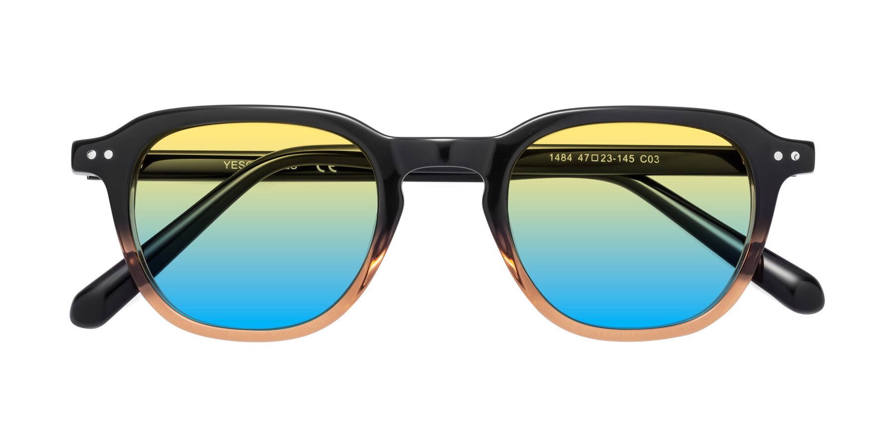 Folded Front of 1484 in Gradient Brown with Yellow / Blue Gradient Lenses