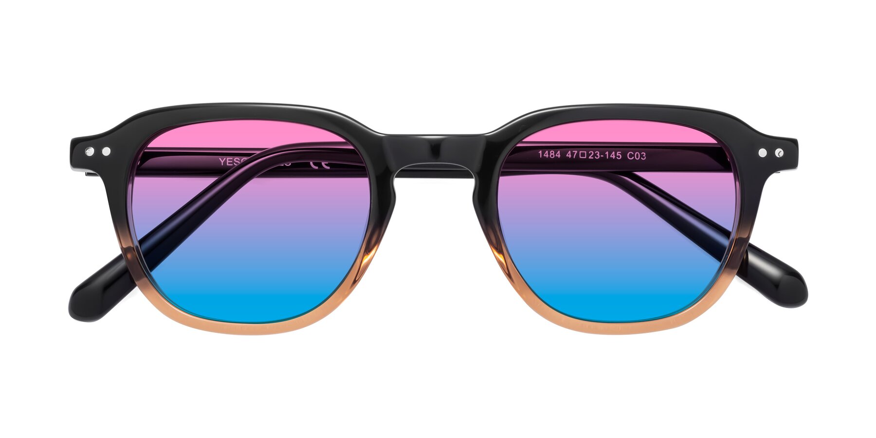 Folded Front of 1484 in Gradient Brown with Pink / Blue Gradient Lenses