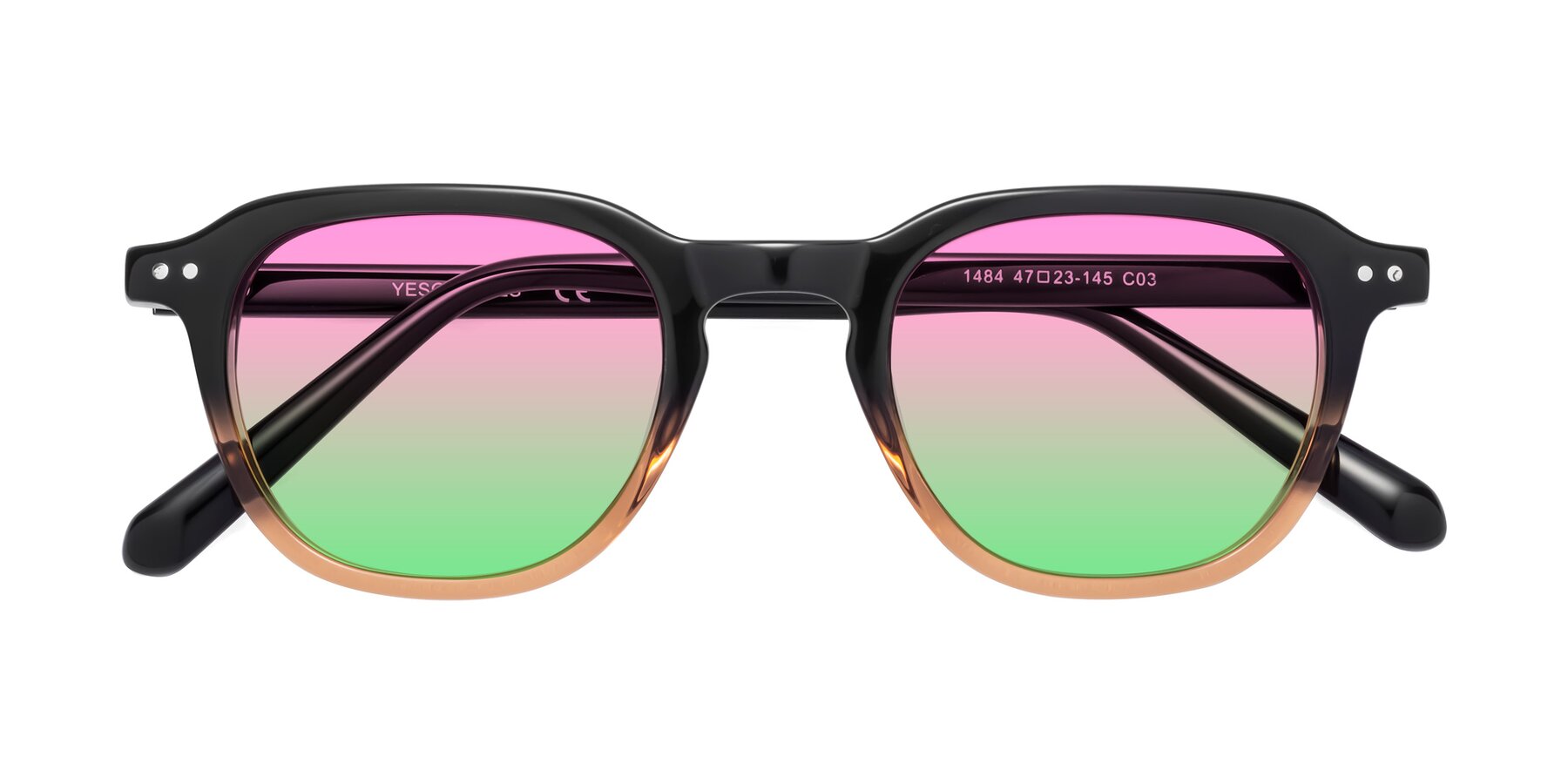 Folded Front of 1484 in Gradient Brown with Pink / Green Gradient Lenses