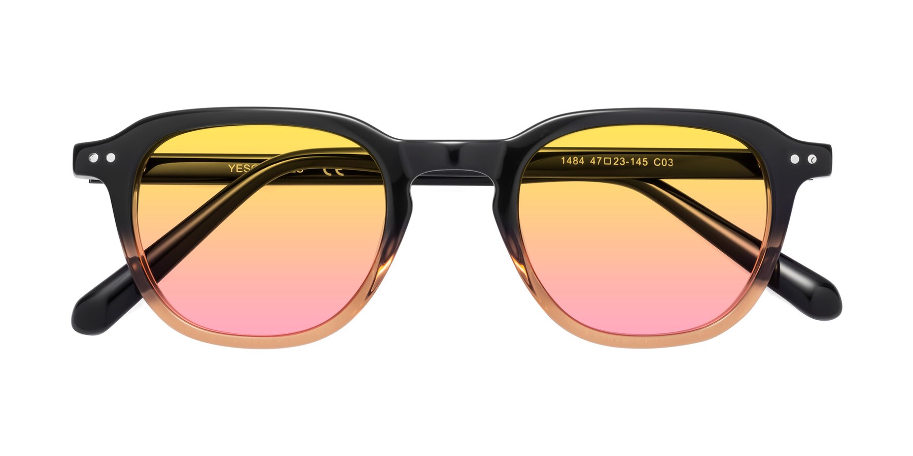 Folded Front of 1484 in Gradient Brown with Yellow / Pink Gradient Lenses