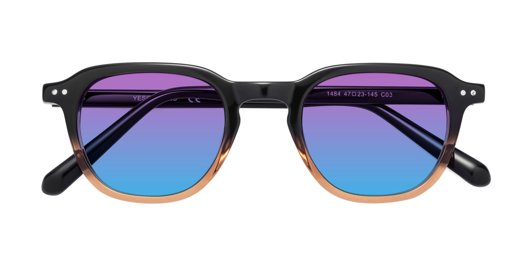 Folded Front of 1484 in Gradient Brown with Purple / Blue Gradient Lenses
