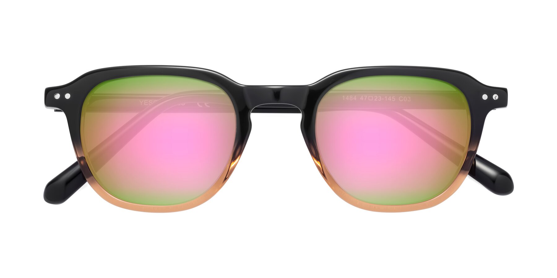 Folded Front of 1484 in Gradient Brown with Pink Mirrored Lenses