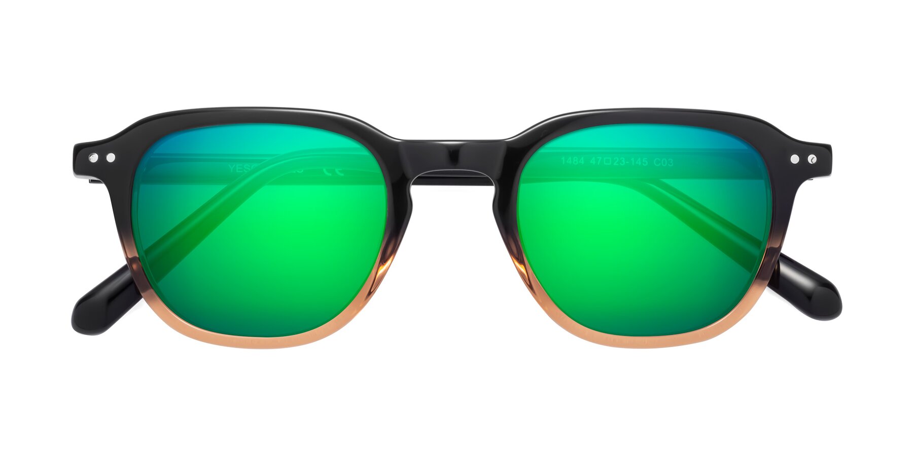 Folded Front of 1484 in Gradient Brown with Green Mirrored Lenses