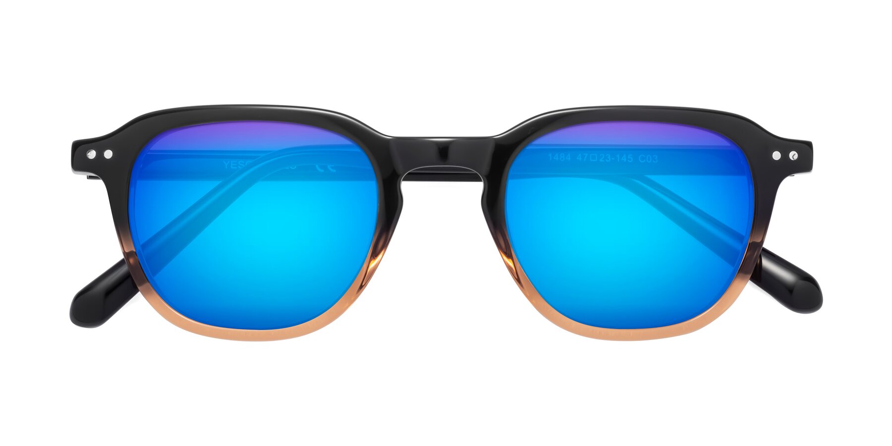 Folded Front of 1484 in Gradient Brown with Blue Mirrored Lenses