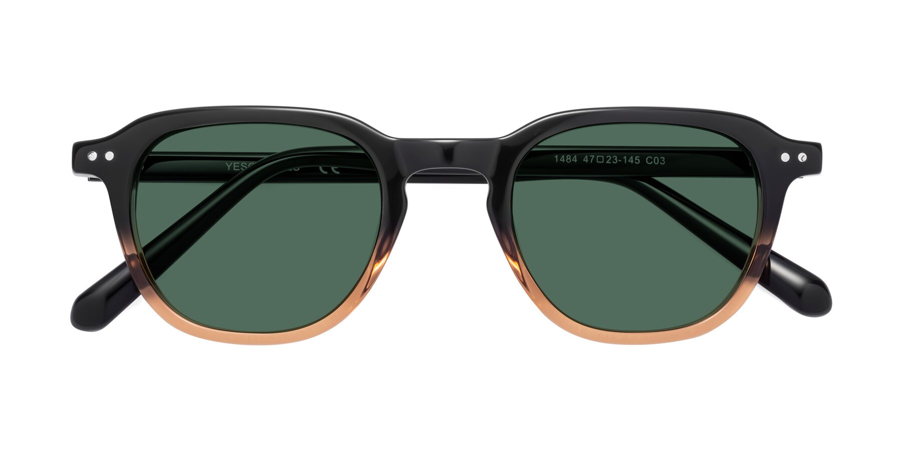 Folded Front of 1484 in Gradient Brown with Green Polarized Lenses