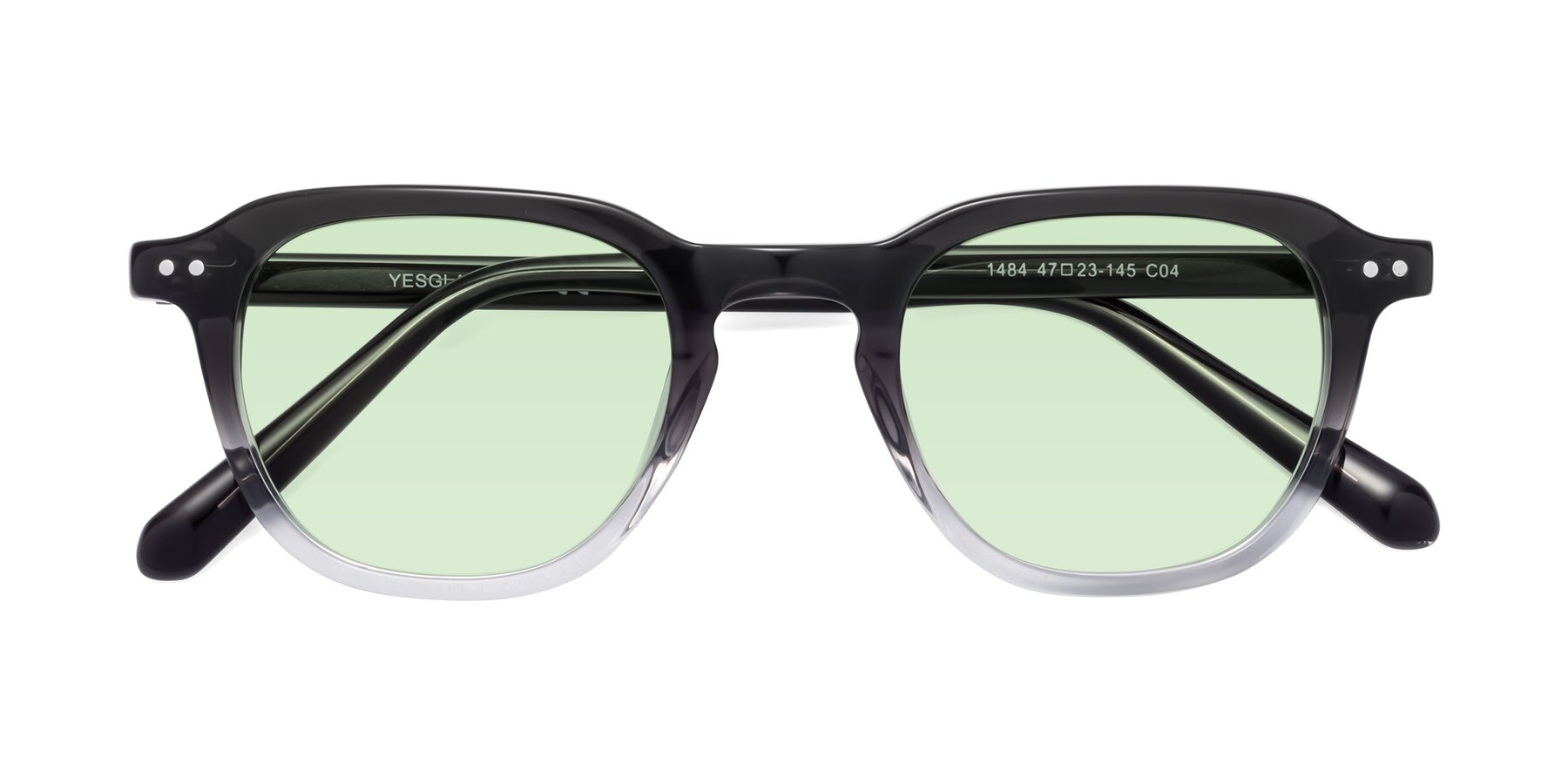Folded Front of 1484 in Gradient Gray with Light Green Tinted Lenses