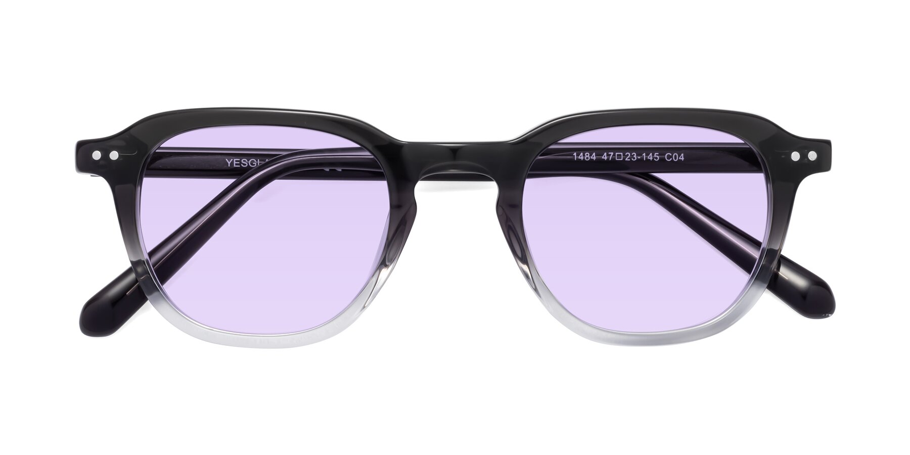 Folded Front of 1484 in Gradient Gray with Light Purple Tinted Lenses