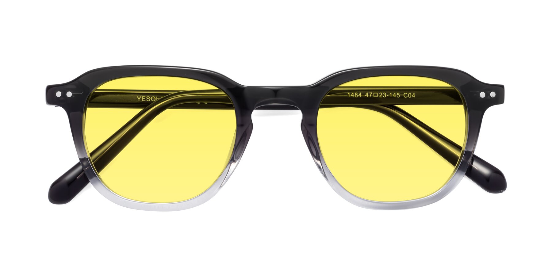 Folded Front of 1484 in Gradient Gray with Medium Yellow Tinted Lenses