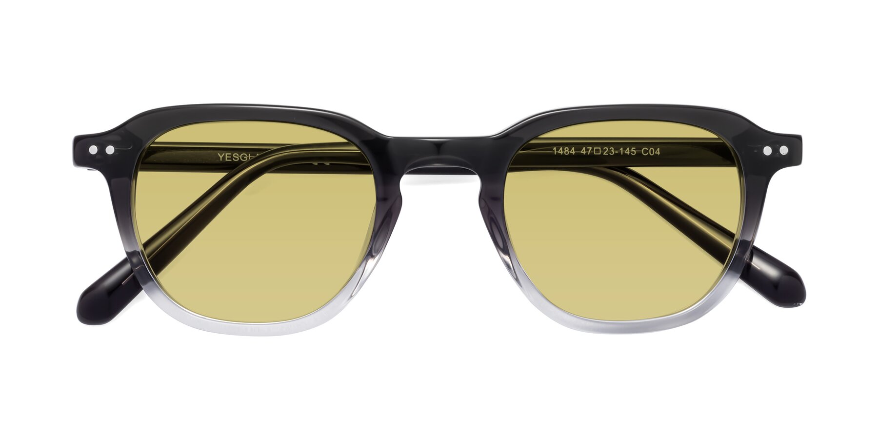 Folded Front of 1484 in Gradient Gray with Medium Champagne Tinted Lenses