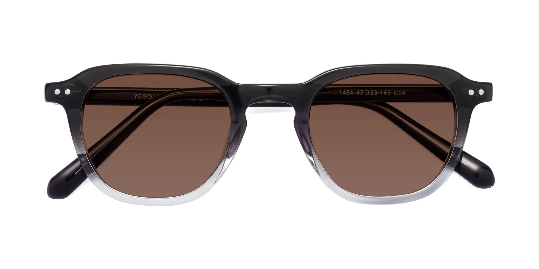 Folded Front of 1484 in Gradient Gray with Brown Tinted Lenses