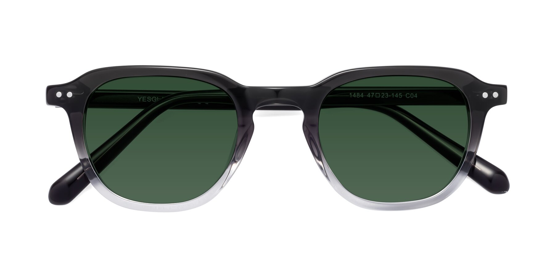 Folded Front of 1484 in Gradient Gray with Green Tinted Lenses