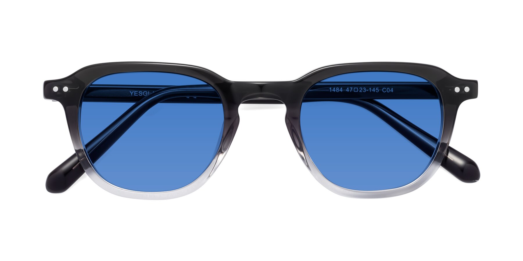 Folded Front of 1484 in Gradient Gray with Blue Tinted Lenses