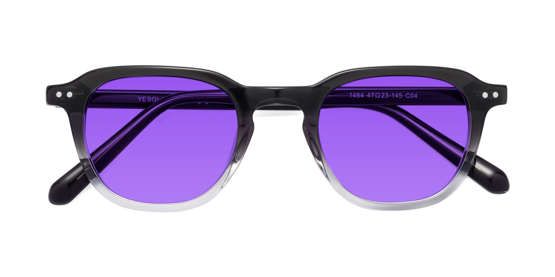 Folded Front of 1484 in Gradient Gray with Purple Tinted Lenses