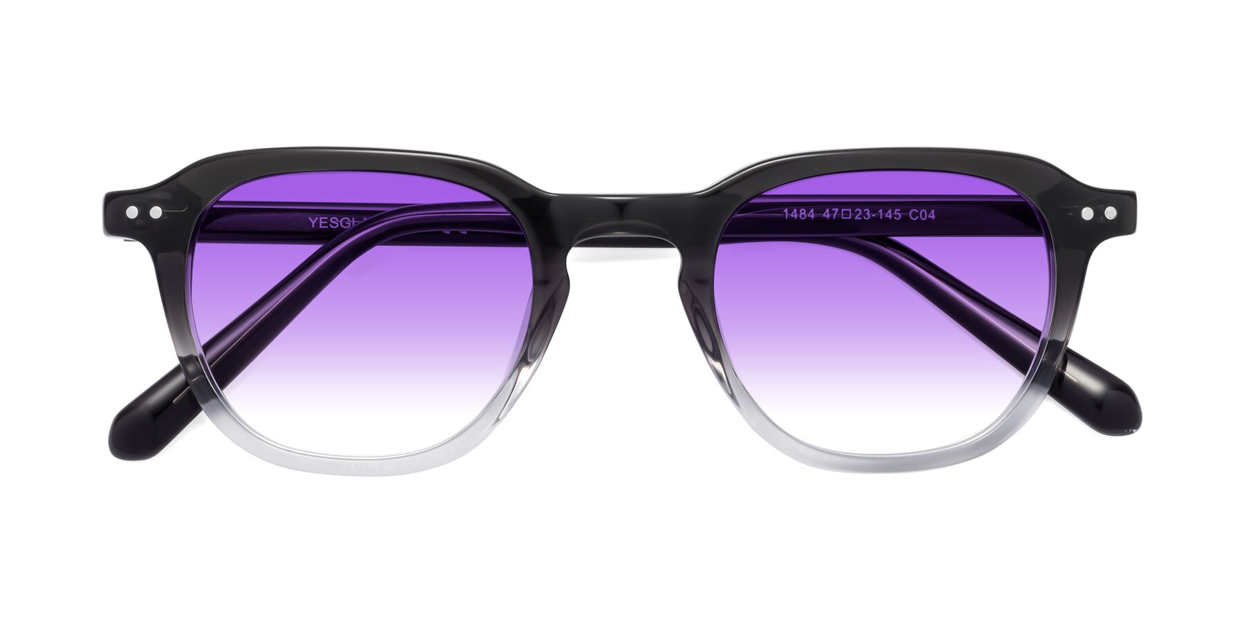 Folded Front of 1484 in Gradient Gray with Purple Gradient Lenses