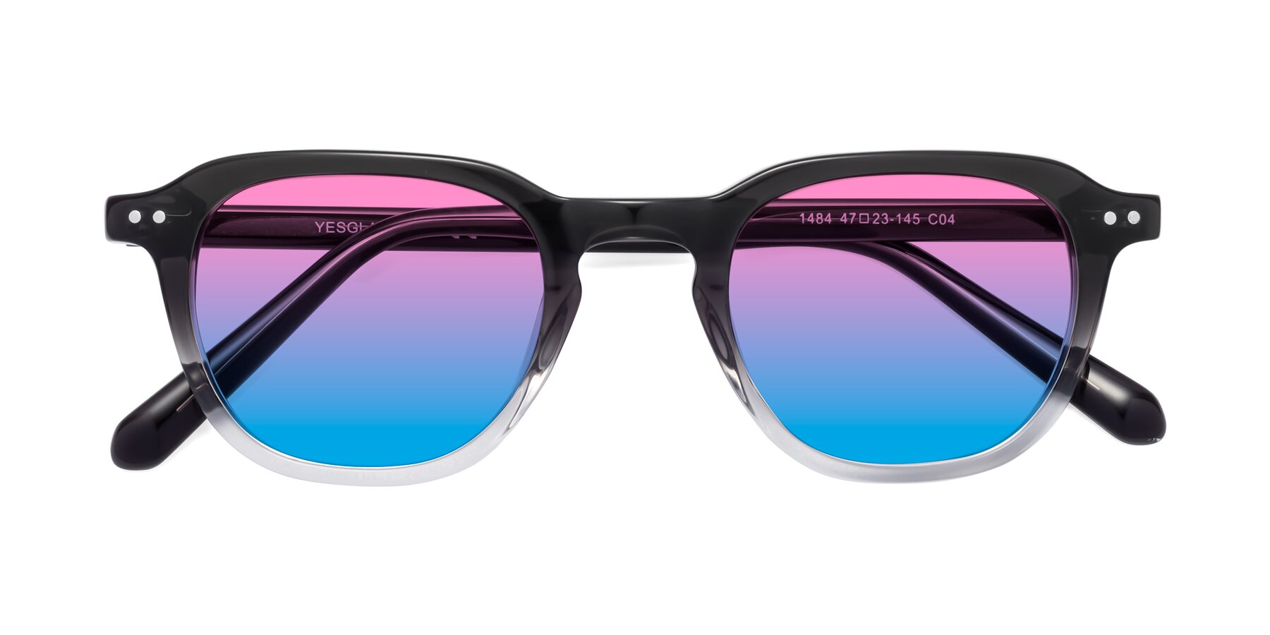 Folded Front of 1484 in Gradient Gray with Pink / Blue Gradient Lenses