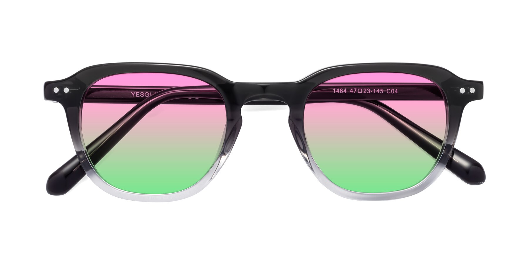 Folded Front of 1484 in Gradient Gray with Pink / Green Gradient Lenses