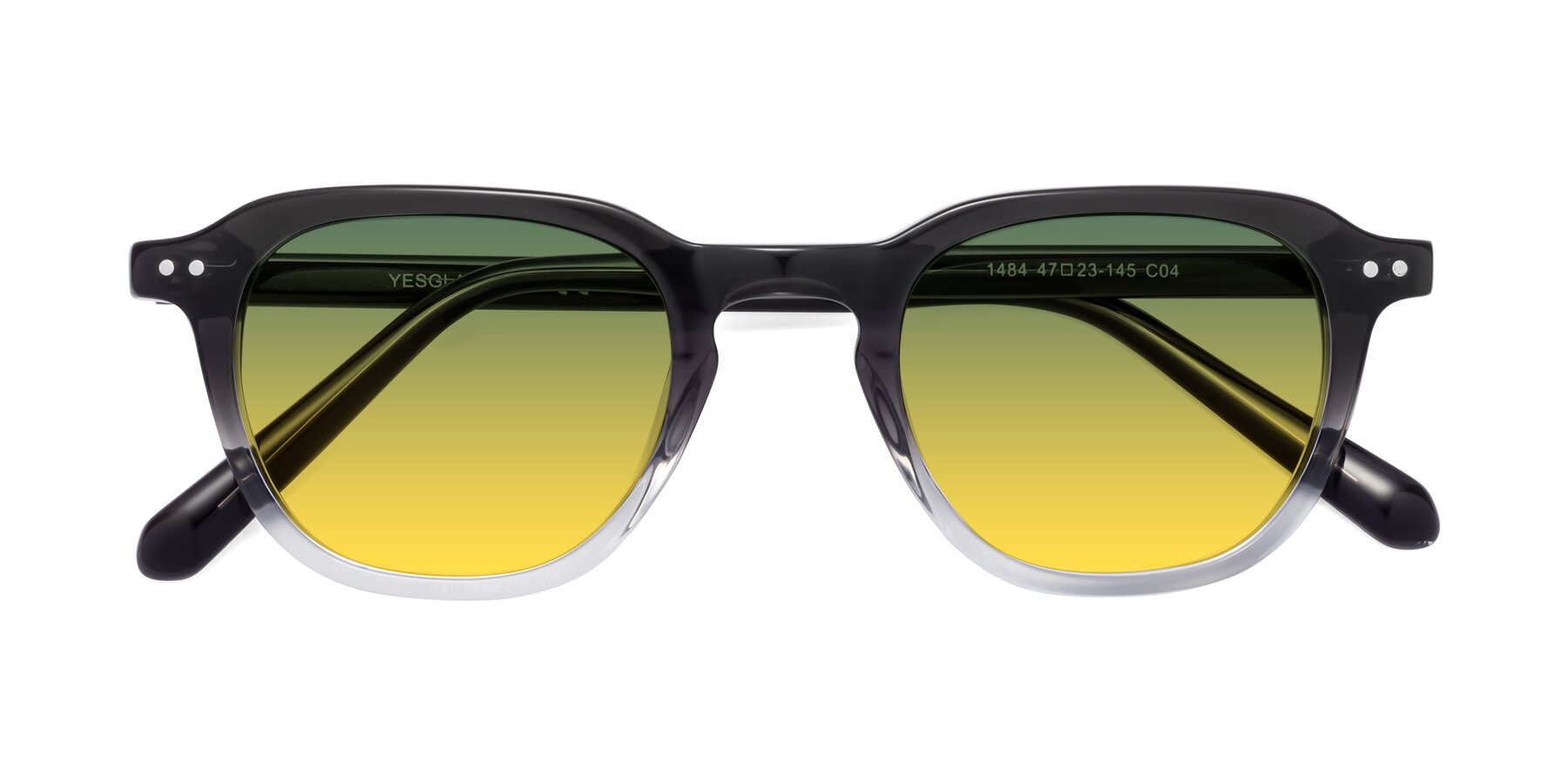 Folded Front of 1484 in Gradient Gray with Green / Yellow Gradient Lenses