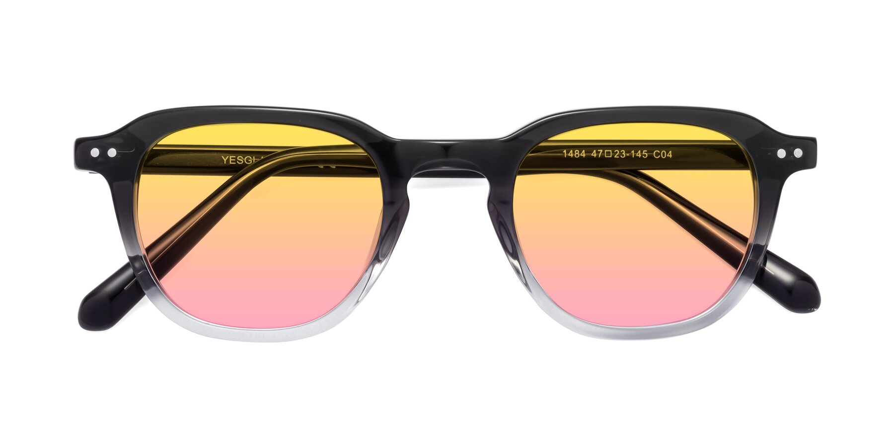 Folded Front of 1484 in Gradient Gray with Yellow / Pink Gradient Lenses