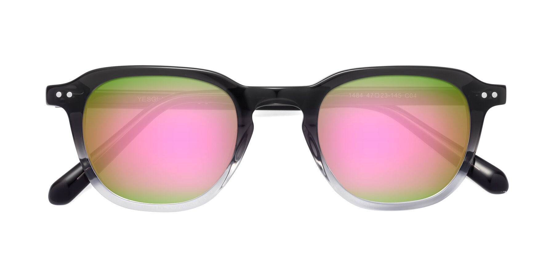 Folded Front of 1484 in Gradient Gray with Pink Mirrored Lenses