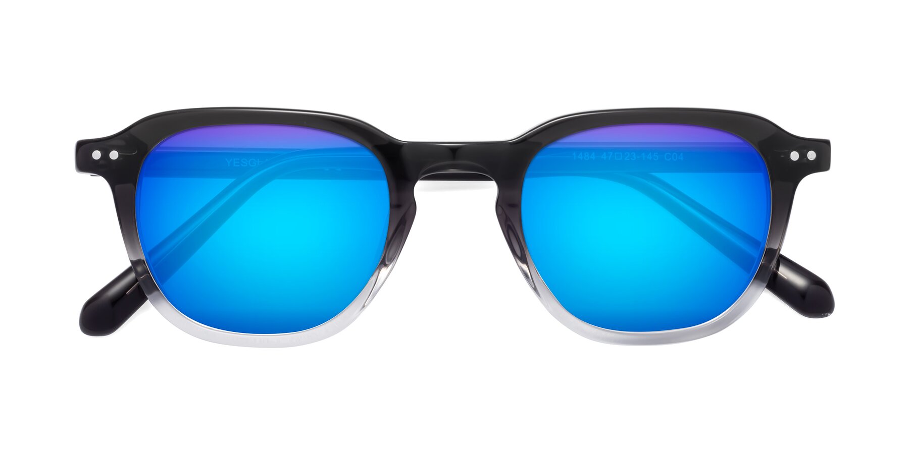 Folded Front of 1484 in Gradient Gray with Blue Mirrored Lenses