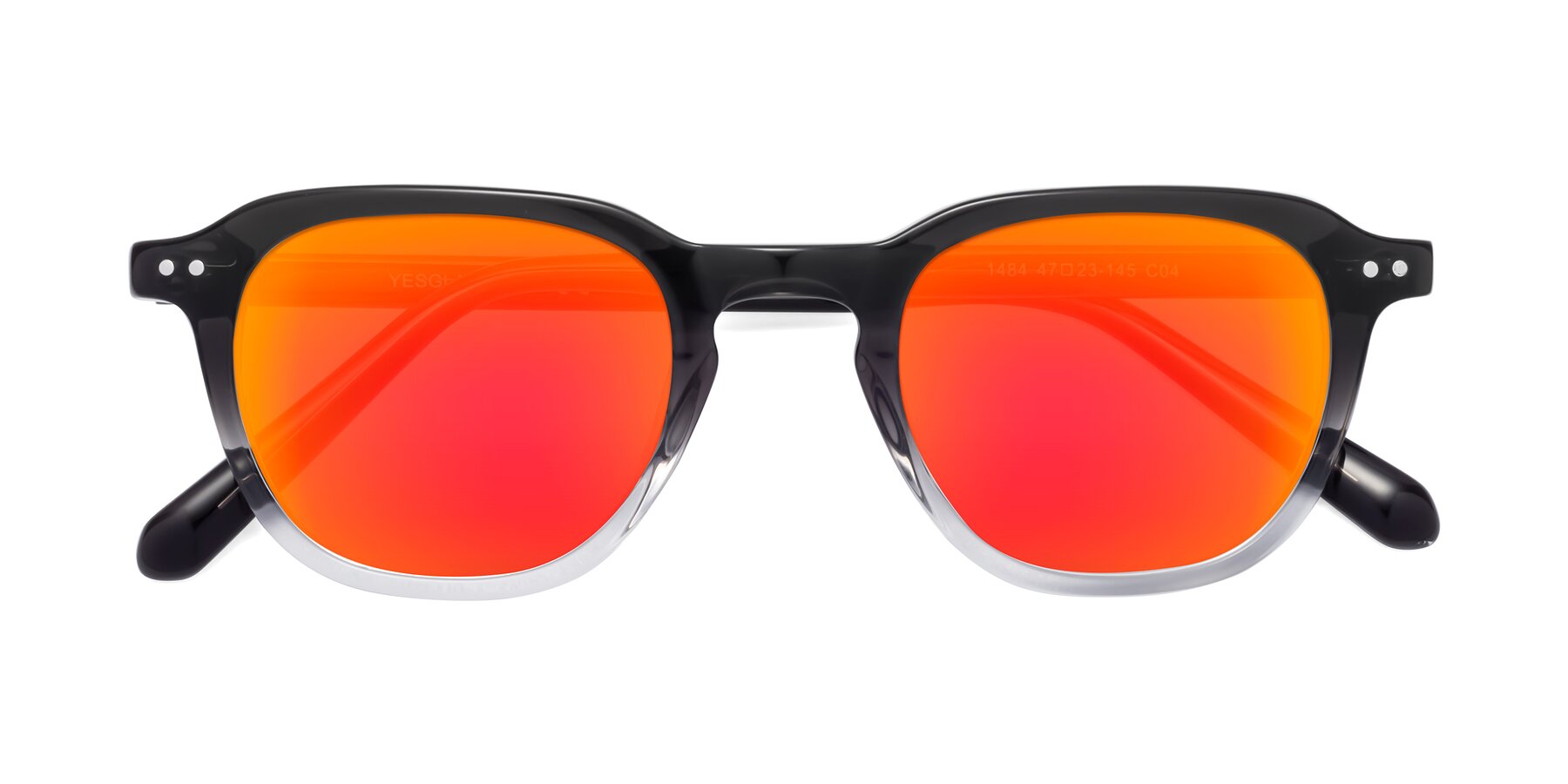 Folded Front of 1484 in Gradient Gray with Red Gold Mirrored Lenses