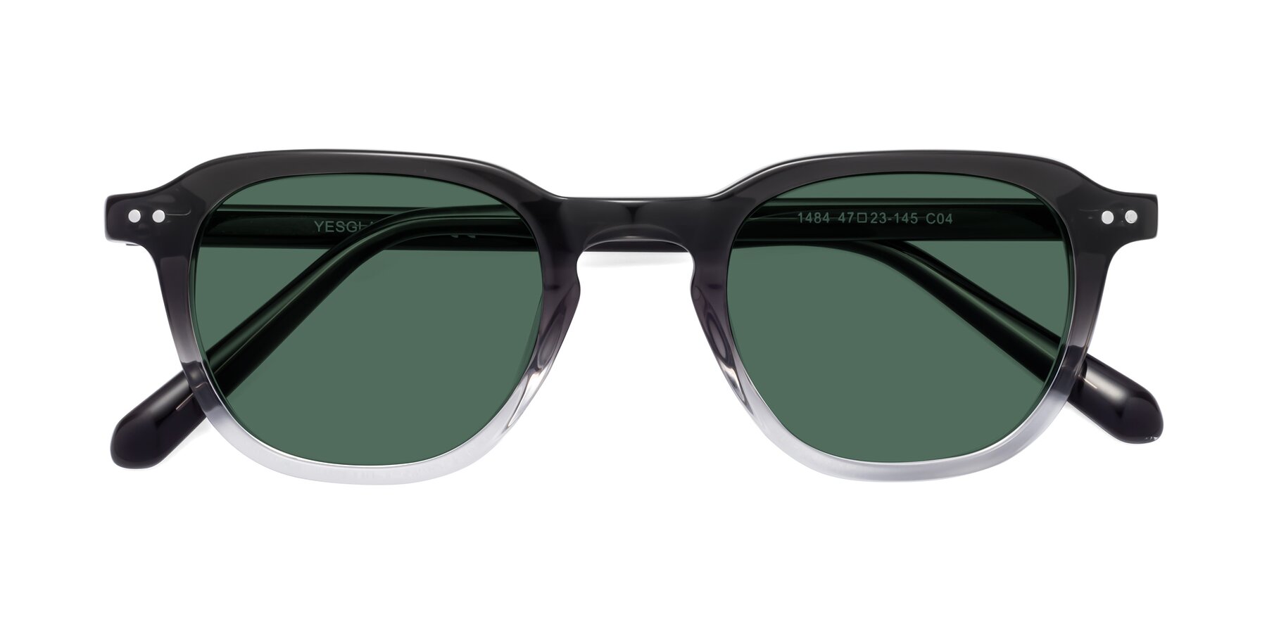 Folded Front of 1484 in Gradient Gray with Green Polarized Lenses