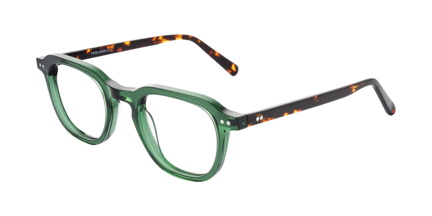 Angle of 1484 in Green/Tortoise with Clear Blue Light Blocking Lenses