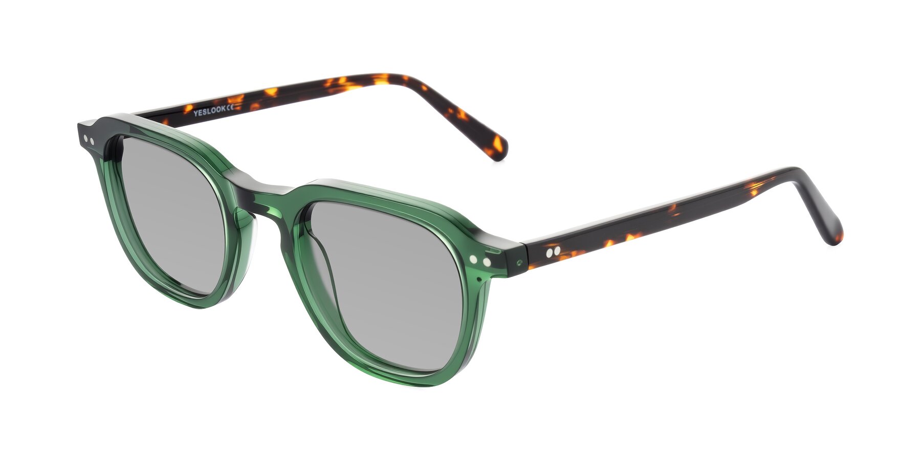 Angle of 1484 in Green/Tortoise with Light Gray Tinted Lenses