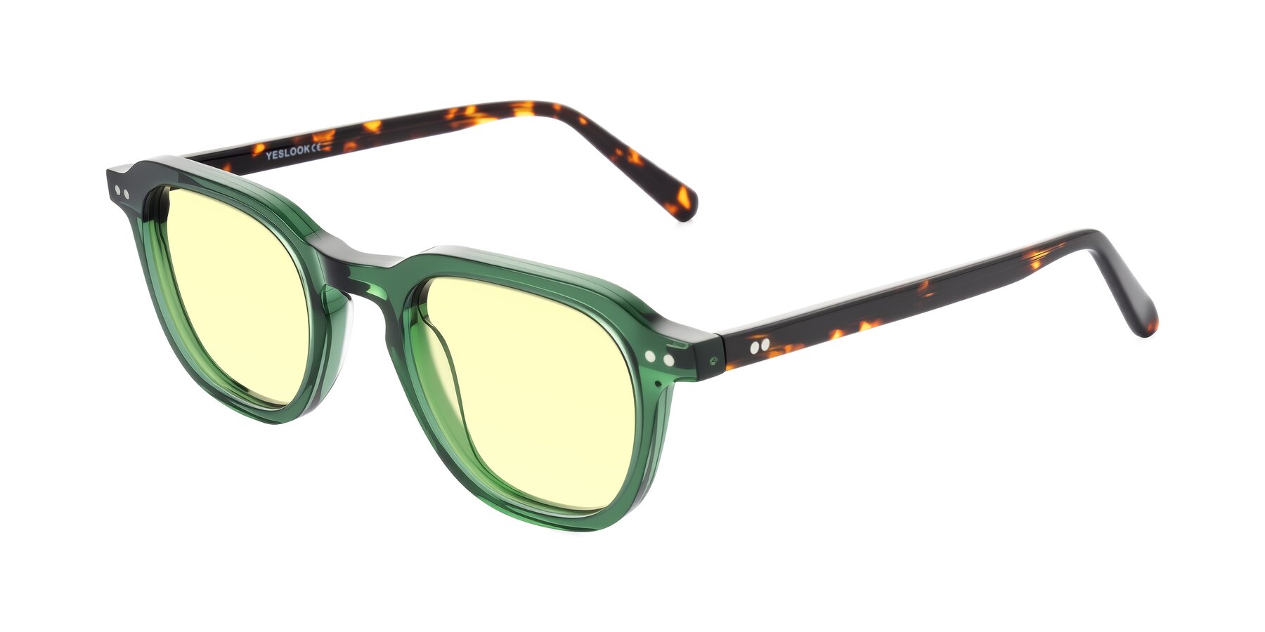 Angle of 1484 in Green/Tortoise with Light Yellow Tinted Lenses