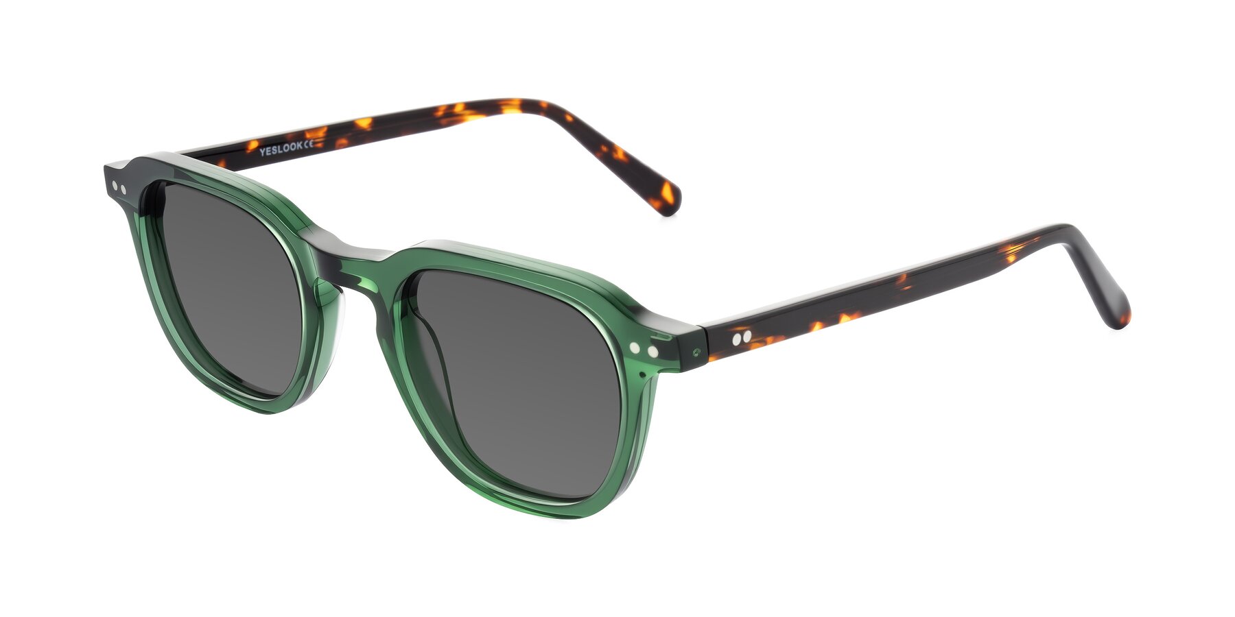 Angle of 1484 in Green/Tortoise with Medium Gray Tinted Lenses