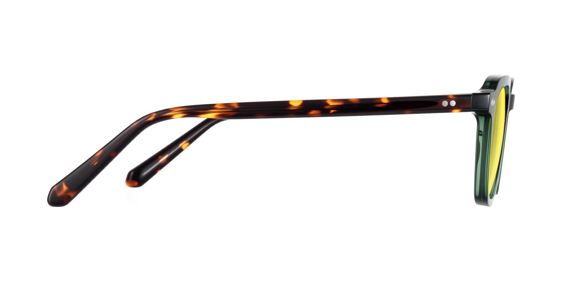 Side of 1484 in Green/Tortoise with Medium Yellow Tinted Lenses