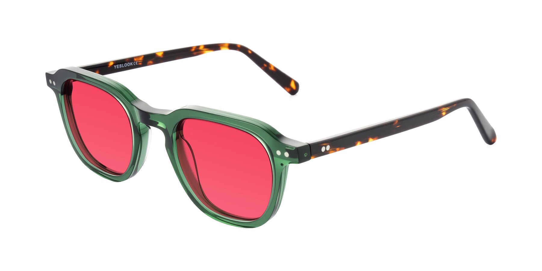Angle of 1484 in Green/Tortoise with Red Tinted Lenses