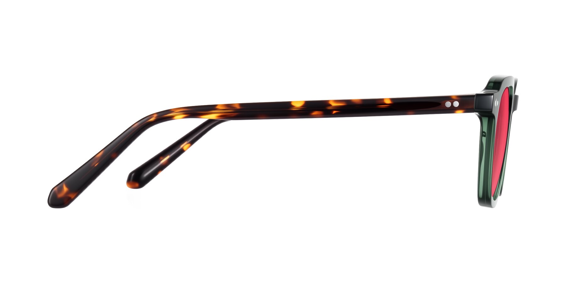 Side of 1484 in Green/Tortoise with Red Tinted Lenses