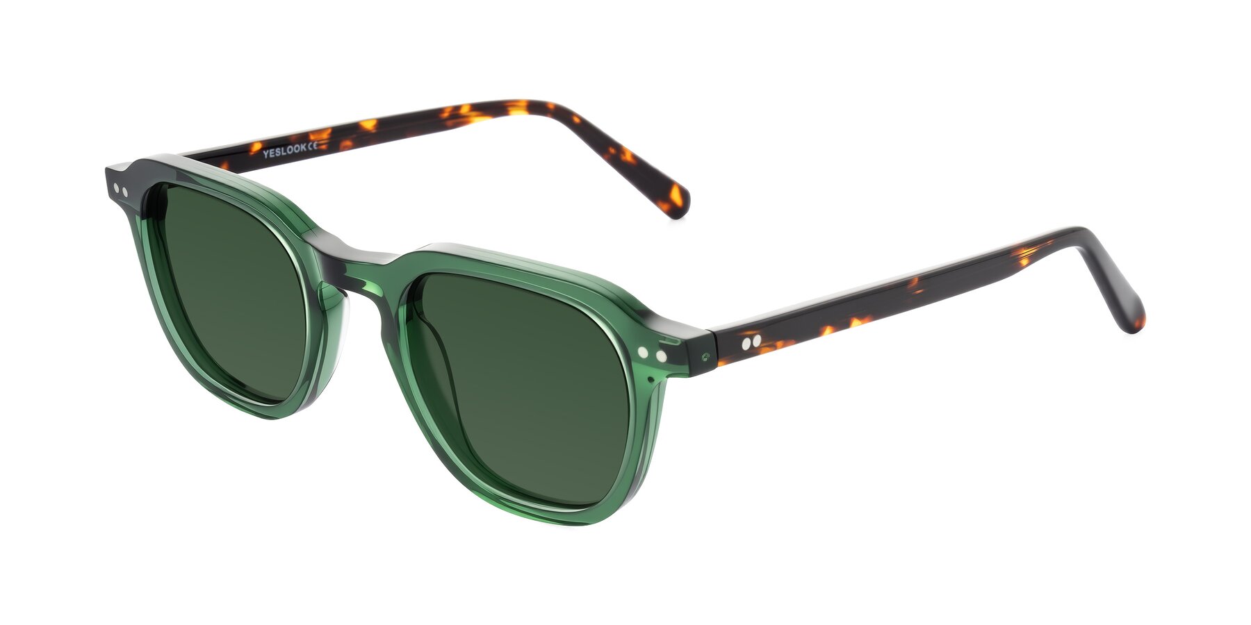 Angle of 1484 in Green/Tortoise with Green Tinted Lenses