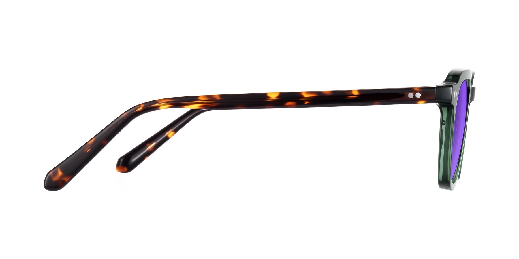 Side of 1484 in Green/Tortoise with Purple Tinted Lenses