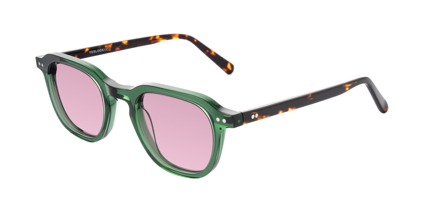 Angle of 1484 in Green/Tortoise with Light Wine Tinted Lenses
