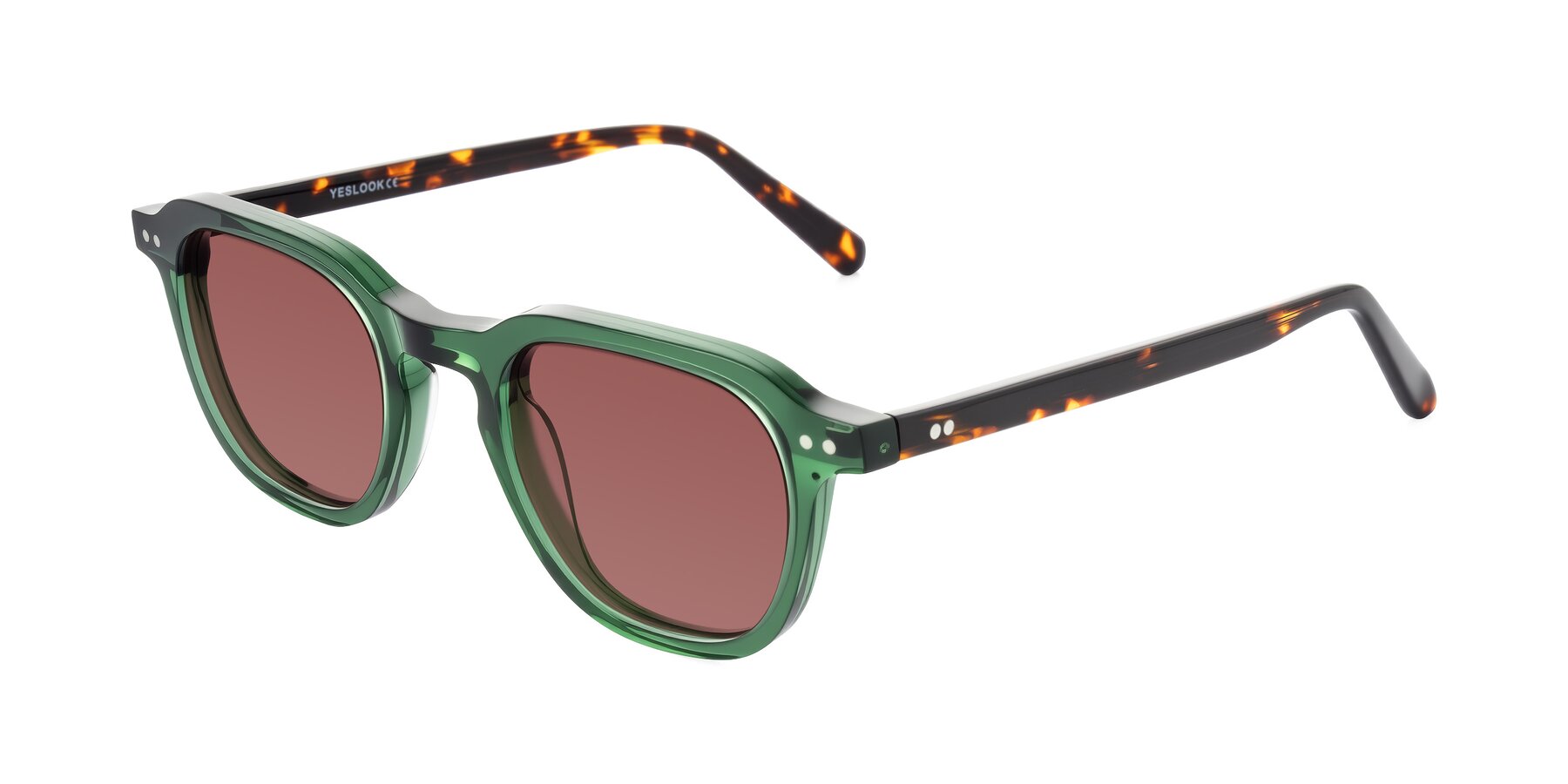 Angle of 1484 in Green/Tortoise with Garnet Tinted Lenses