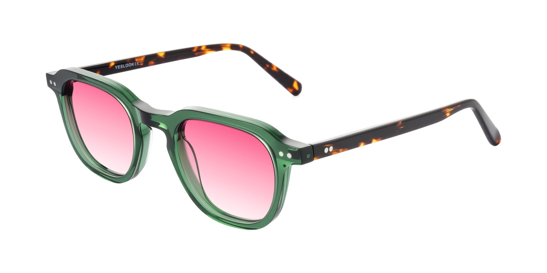 Angle of 1484 in Green/Tortoise with Pink Gradient Lenses