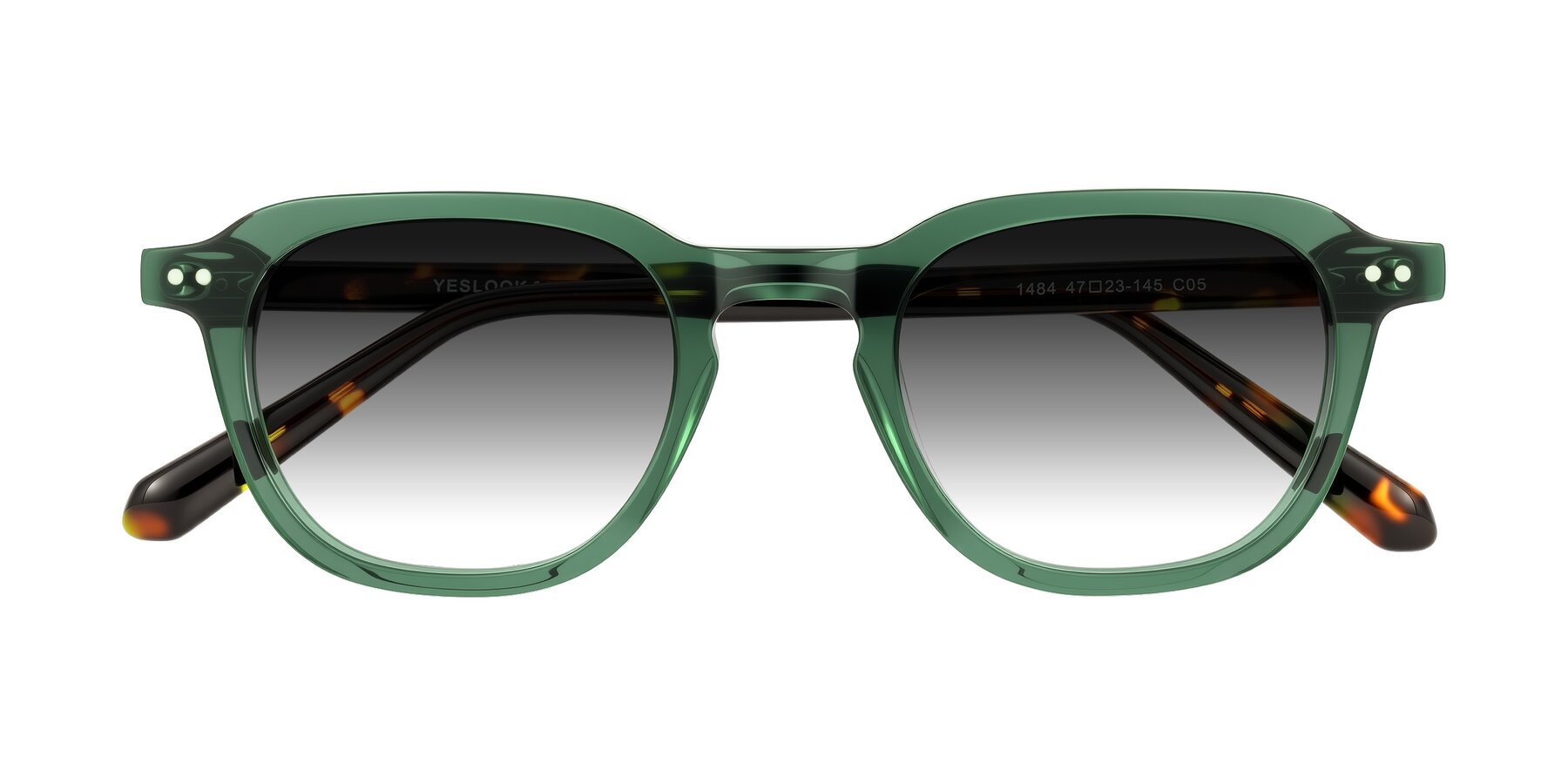 Folded Front of 1484 in Green/Tortoise with Gray Gradient Lenses