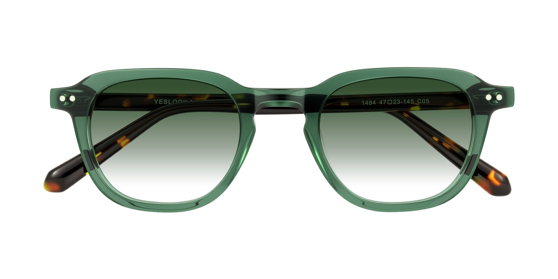 Folded Front of 1484 in Green/Tortoise with Green Gradient Lenses