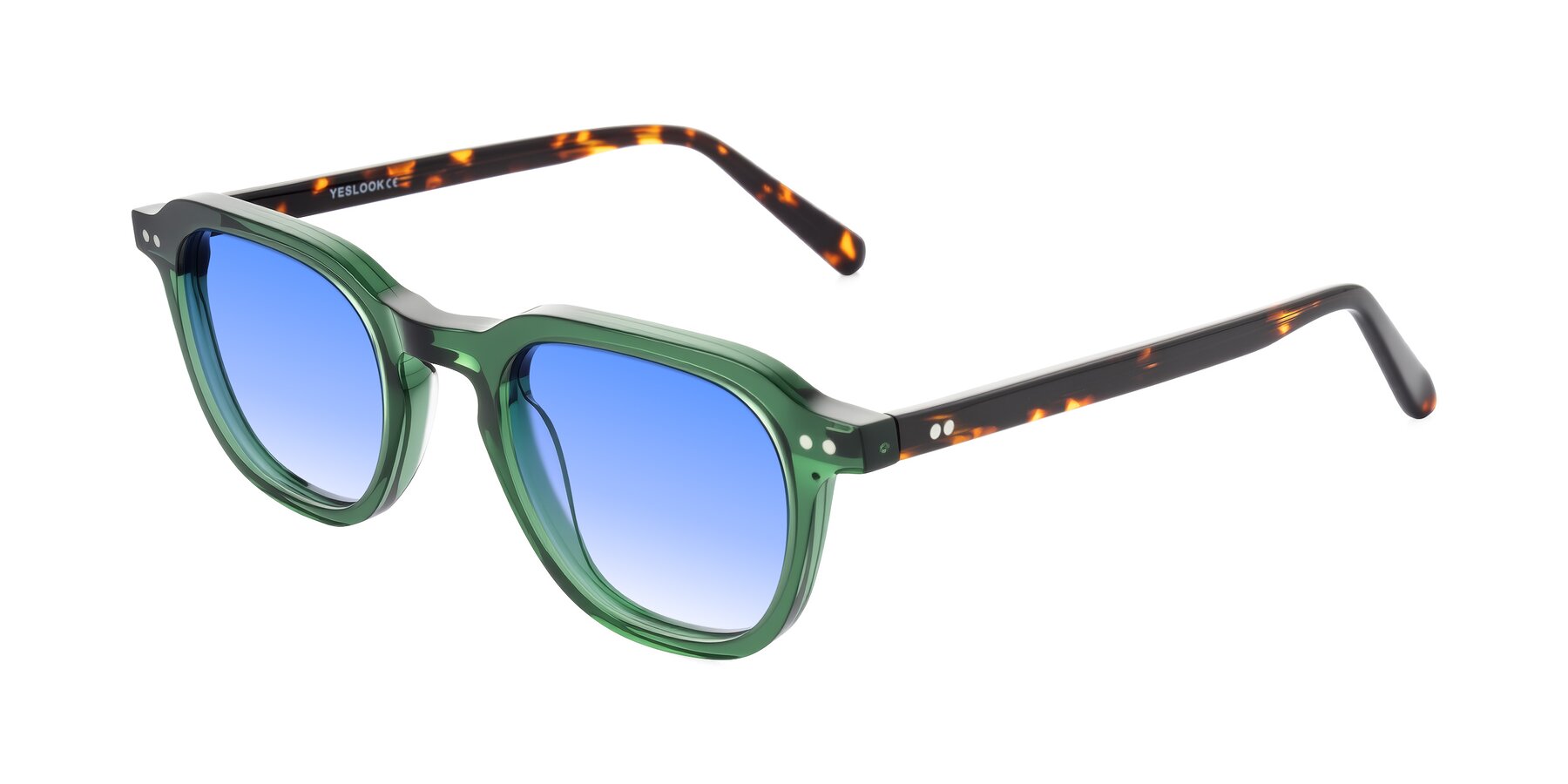 Angle of 1484 in Green/Tortoise with Blue Gradient Lenses
