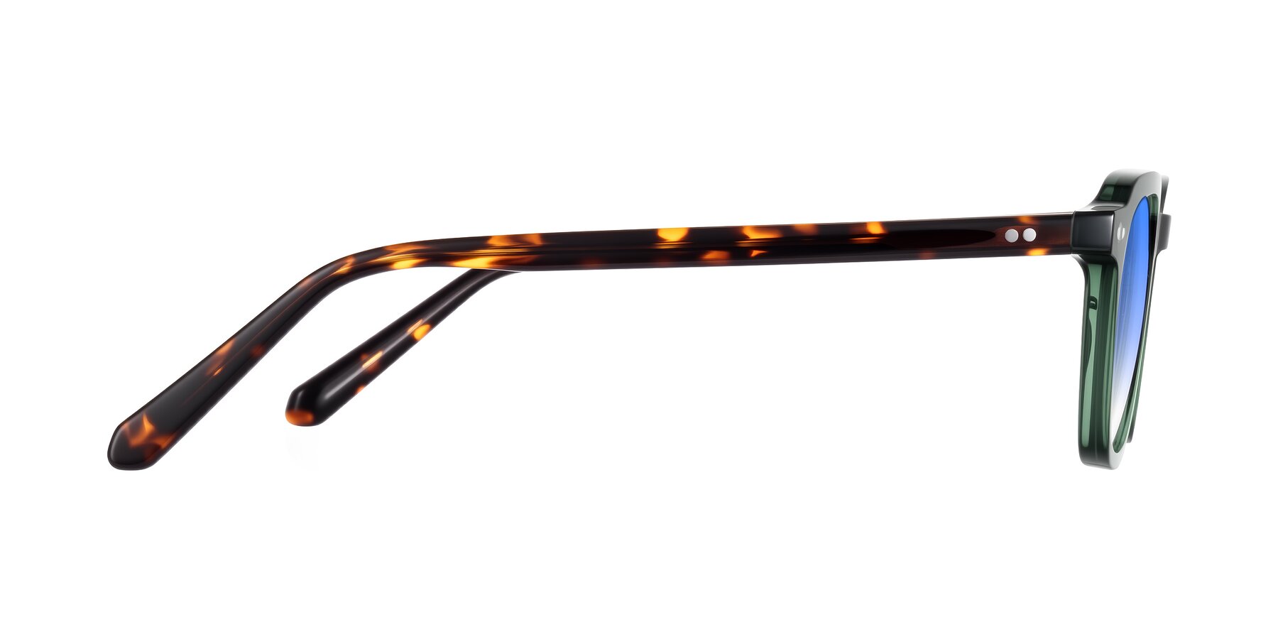 Side of 1484 in Green/Tortoise with Blue Gradient Lenses