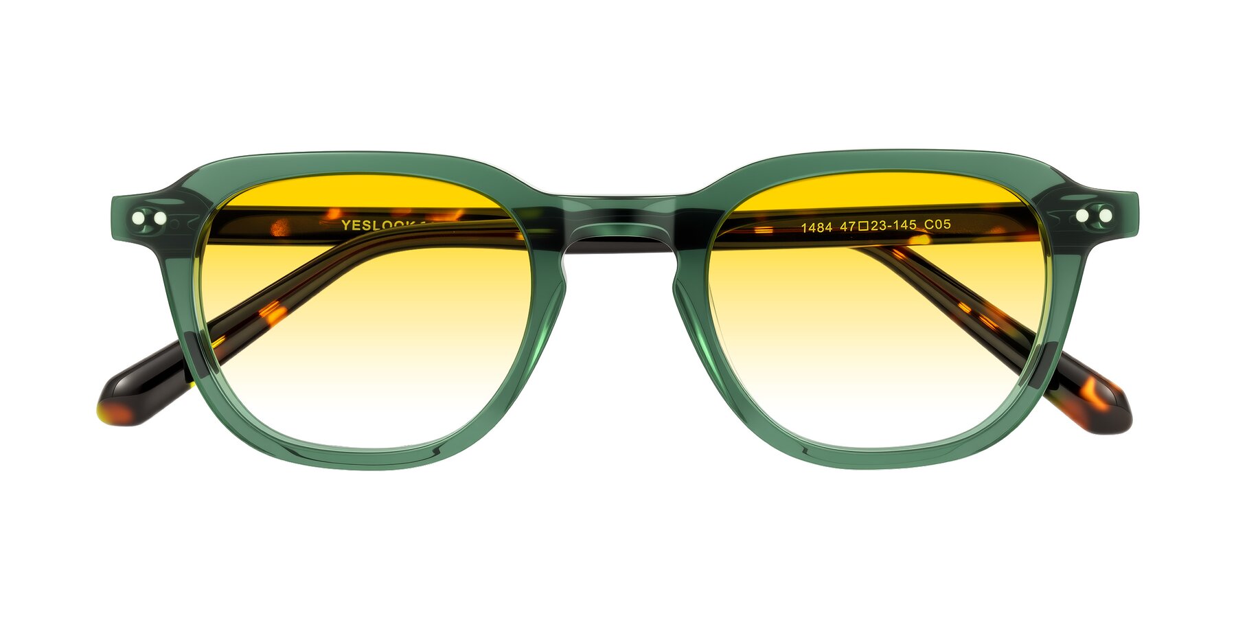 Folded Front of 1484 in Green/Tortoise with Yellow Gradient Lenses