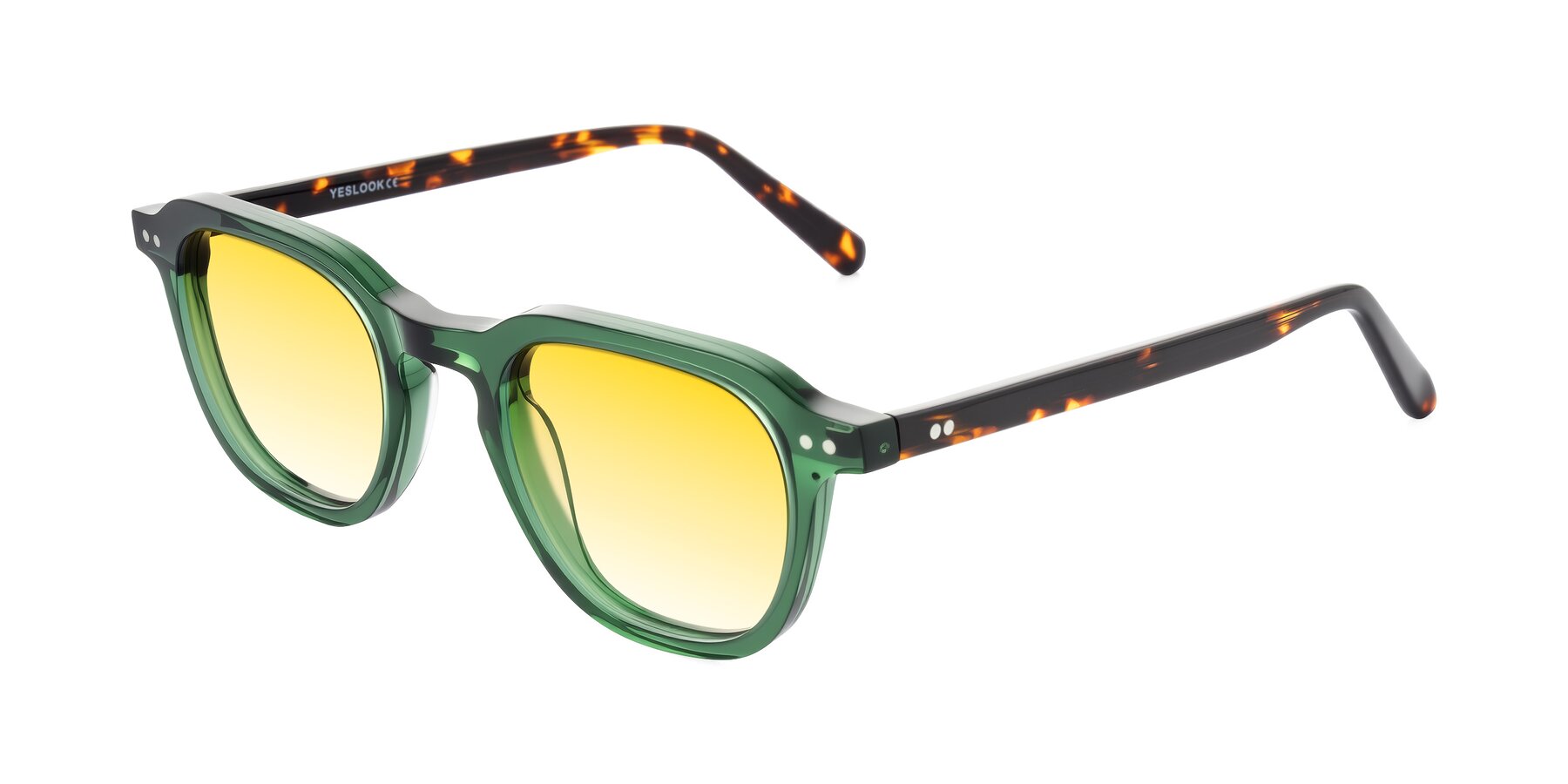 Angle of 1484 in Green/Tortoise with Yellow Gradient Lenses